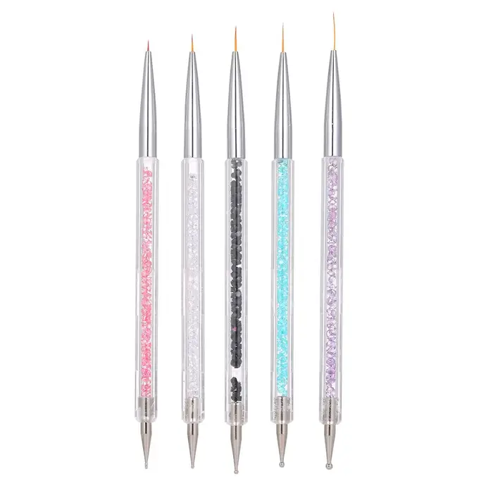 Beautyyy 5 PEZZI Penna Liner per Nail Art Pittura Gel UV Penna Pennello per Design Unghie Penna per Disegno Puntinatura Unghie multicolore