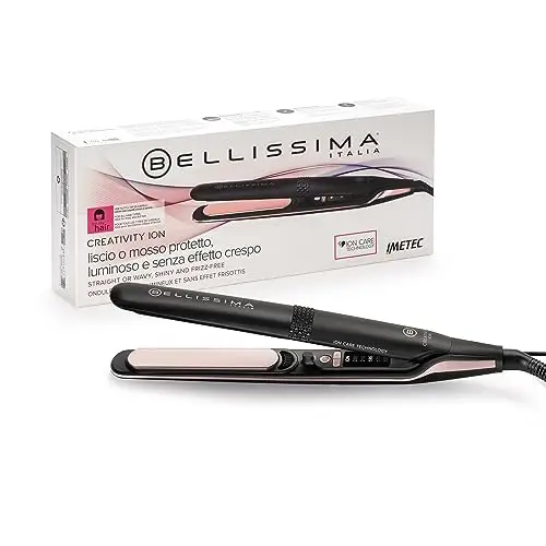 BELLISSIMA Imetec Creativity Ion, Piastra per Capelli Lisci o Mossi, Ionizzatore, Rivestimento Ceramica Diamond e