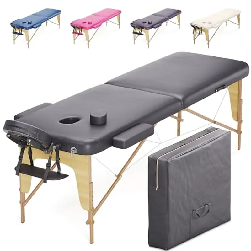 Beltom Beltom® LETTINO DA MASSAGGIO 2 ZONE IN LEGNO PORTATILE PESA SOLO 12, 8 KG RICHIUDIBILE - PANNELLO REIKI - LETTINI MASSAGGI CON ANGOLI