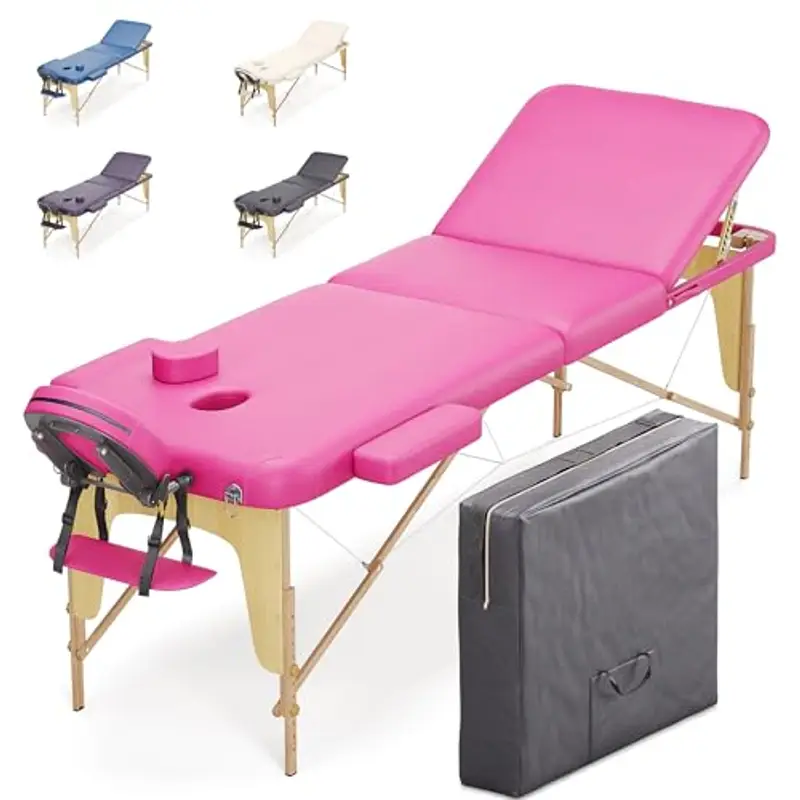 Beltom Beltom® LETTINO MASSAGGIO CLASSICO 3 ZONE IN LEGNO 195x70 CM LETTINI DA MASSAGGI PORTATILI PIEGHEVOLI - PANNELLO REIKI ANGOLI