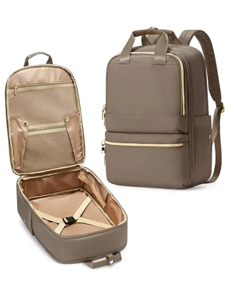 bergsalz Zaino Donna Uomo Sportivo Impermeabile Con Scomparto per Tasca Umida, Da Viaggio Aereo, Bagaglio A Mano, Fitness Casual Marrone