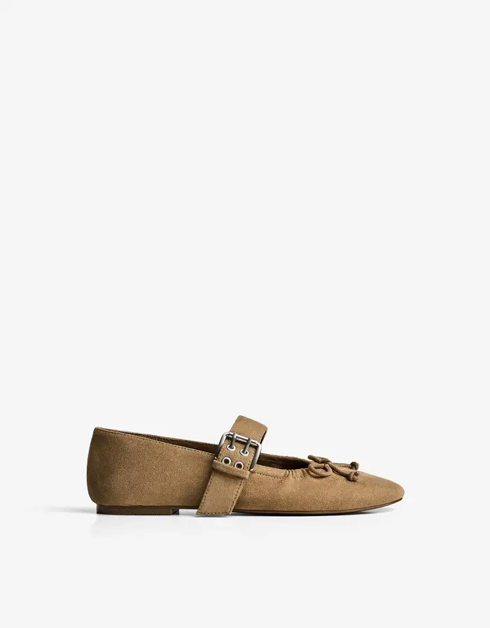 Bershka Ballerine Con Fibbia Donna Tostato