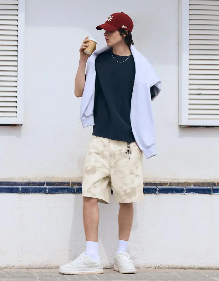 Bermuda Baggy Fit Con Stampa Uomo (Eur 36) Grigio