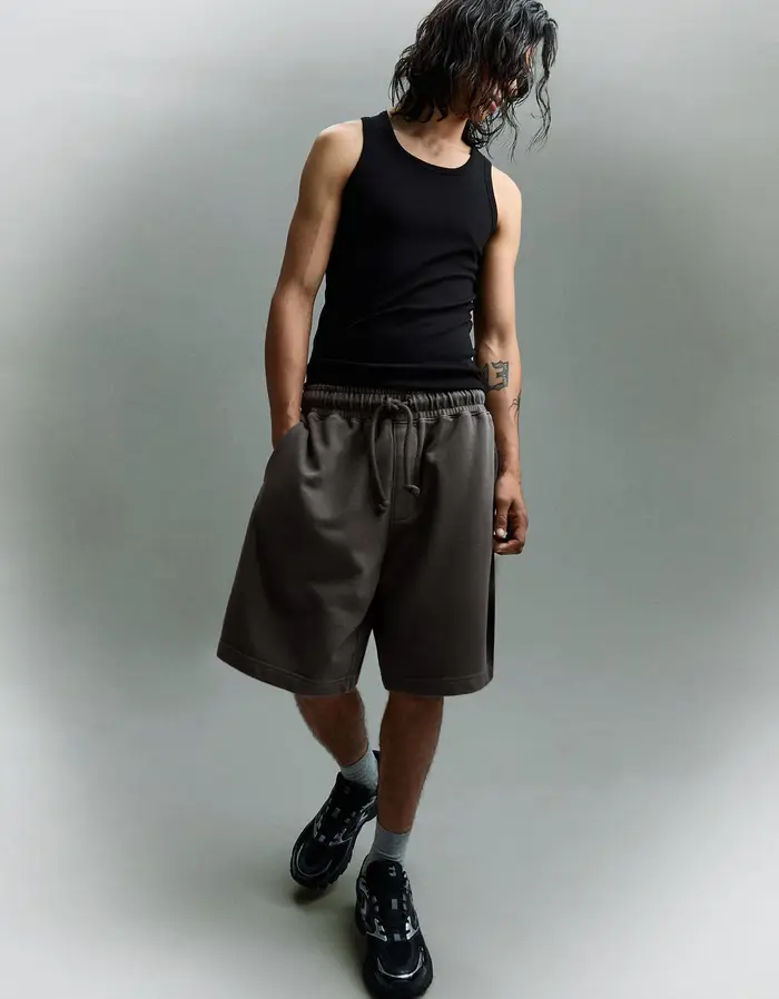 Bermuda Boxy Fit Lavati Uomo Grigio
