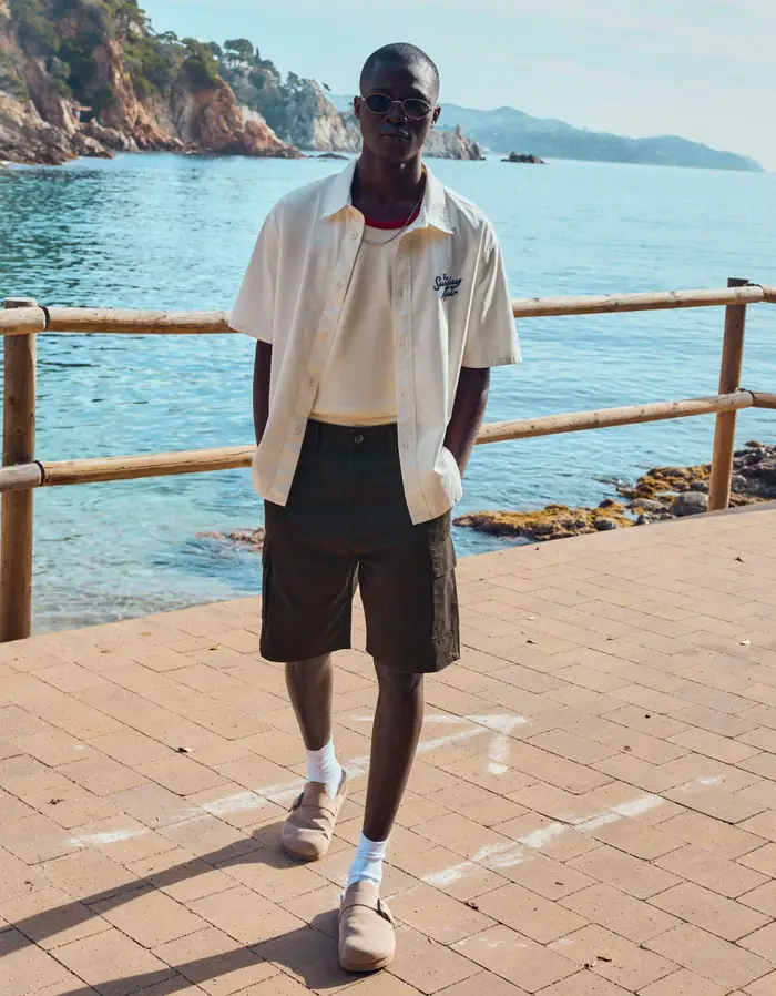 Bershka Bermuda Cargo Wide Uomo (Eur 44) Nero