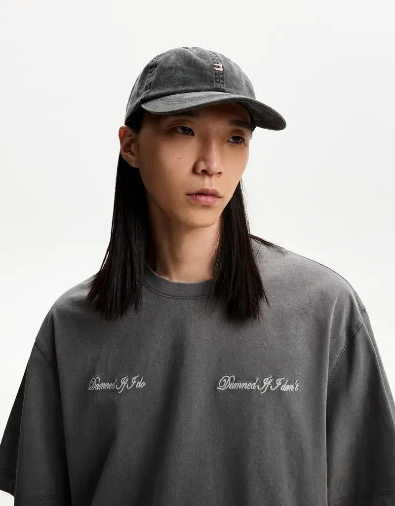 Bershka Berretto Ricamo Uomo Nero