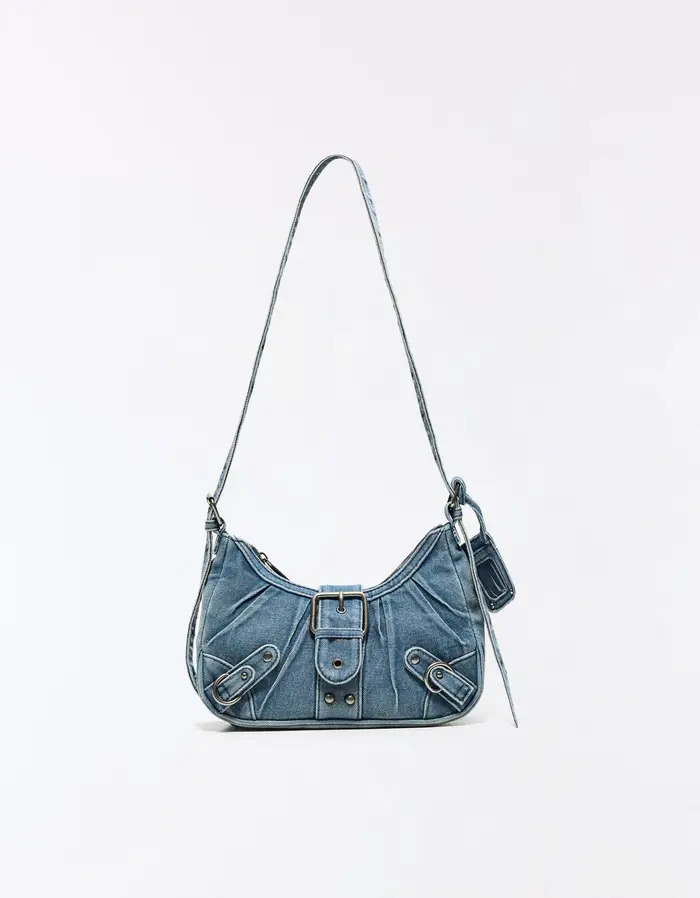Bershka Borsa A Spalla Fibbia Donna Azzurro Lavato