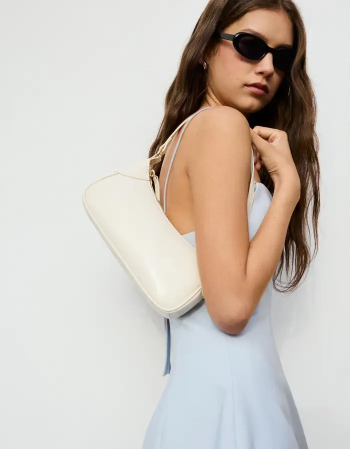 Bershka Borsa A Spalla Finta Pelle Donna Avorio