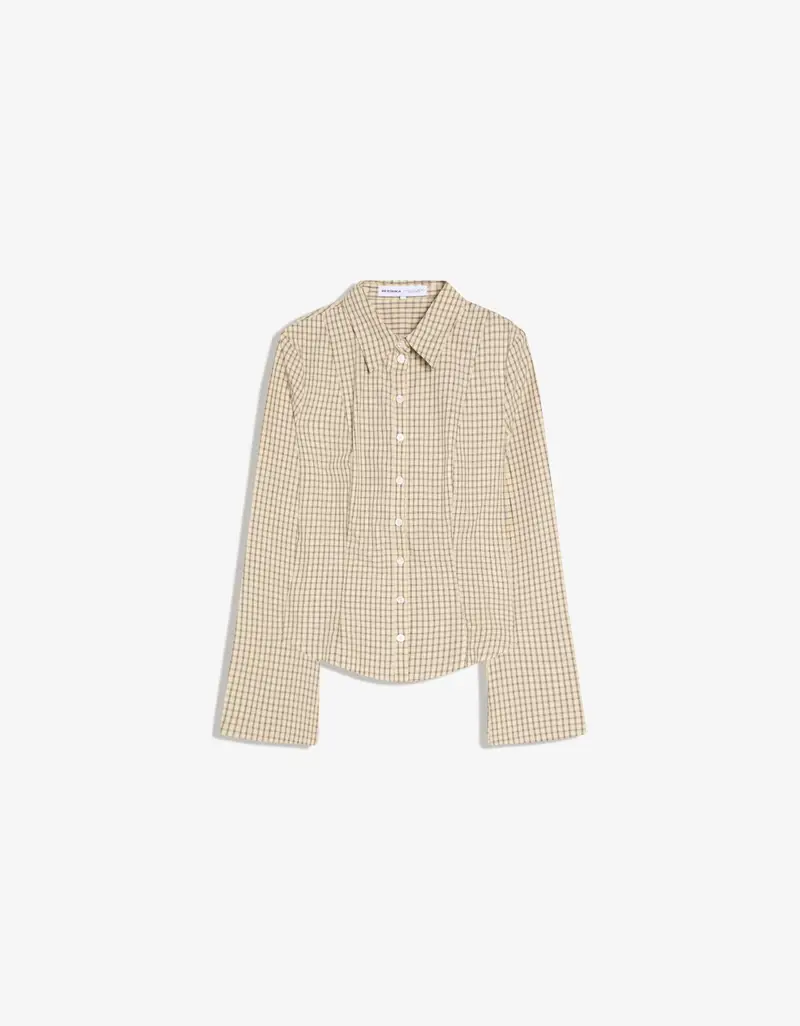 Bershka Camicia A Campana Aderente Donna Sabbia