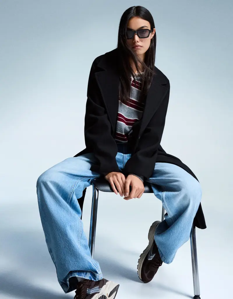 Bershka Cappotto Lungo Soft Donna Xs Nero