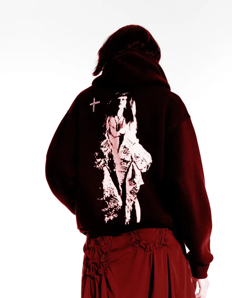 Bershka Felpa Lady Gaga Con Cappuccio E Stampa Donna Nero