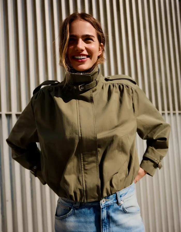 Bershka Giubbotto Con Fibbie E Arricciature Donna Kaki
