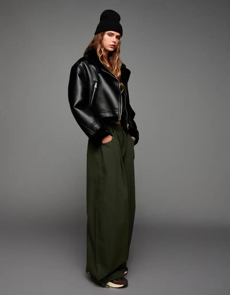 Bershka Giubbotto Double Face Donna Nero