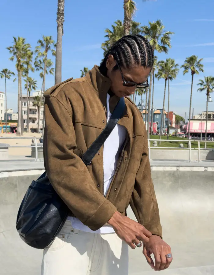 Bershka Giubbotto Effetto Camoscio Uomo Camel