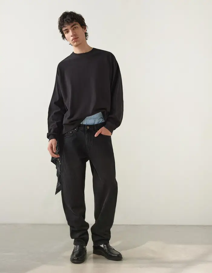 Jeans Straight Fit Uomo (Eur 42) Nero