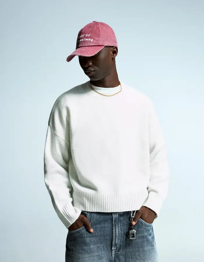 Bershka Maglia Girocollo Uomo Bianco
