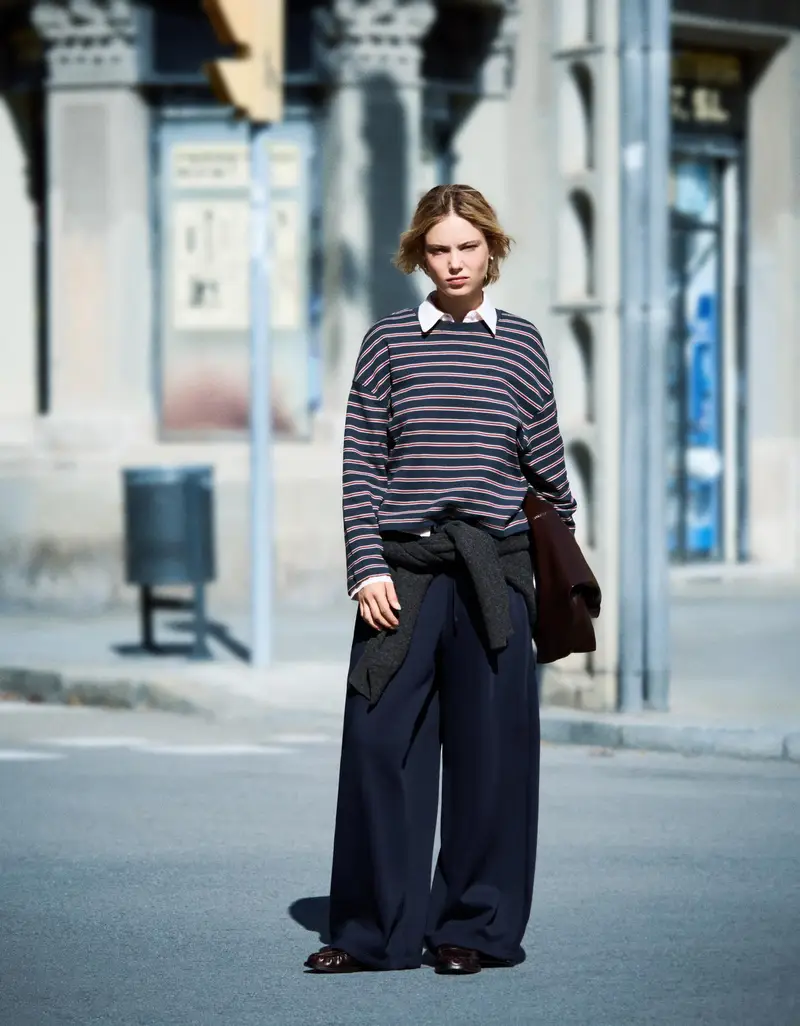 Bershka Maglietta A Maniche Lunghe Con Stampa Donna Marino