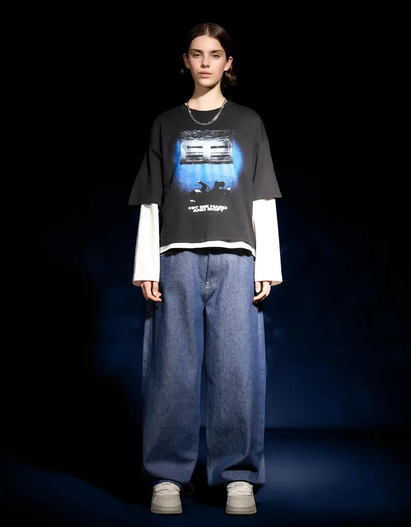 Bershka Maglietta Con Stampa Billie Eilish A Maniche Corte Donna Nero