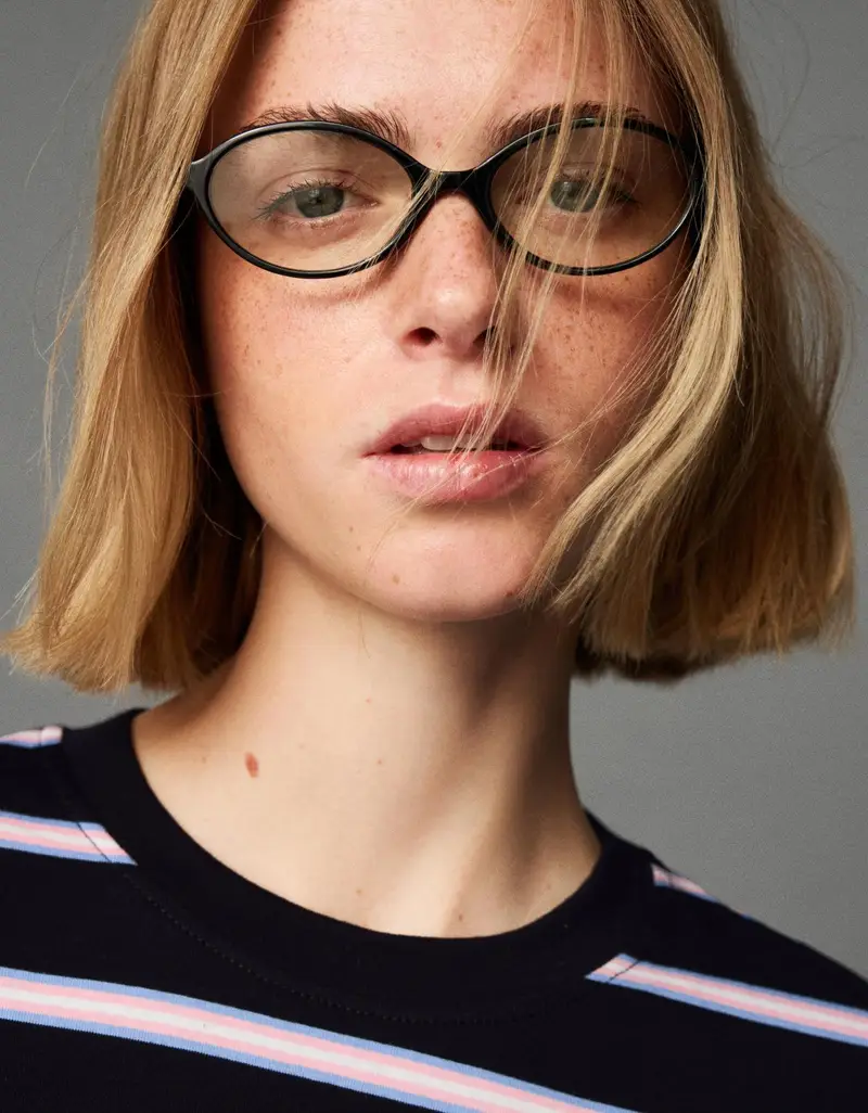 Bershka Occhiali Con Montatura In Resina E Filtro Blu Donna Nero