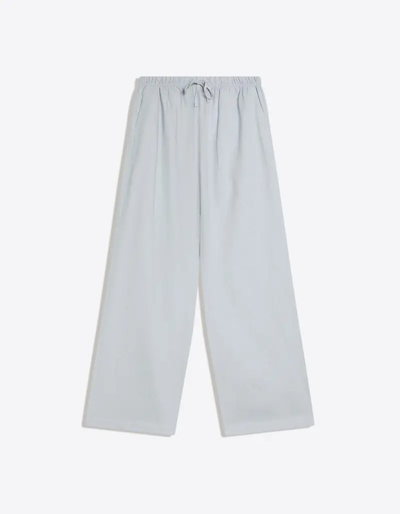 Bershka Pantaloni Misto Lino Con Elastico In Vita Donna Grigio