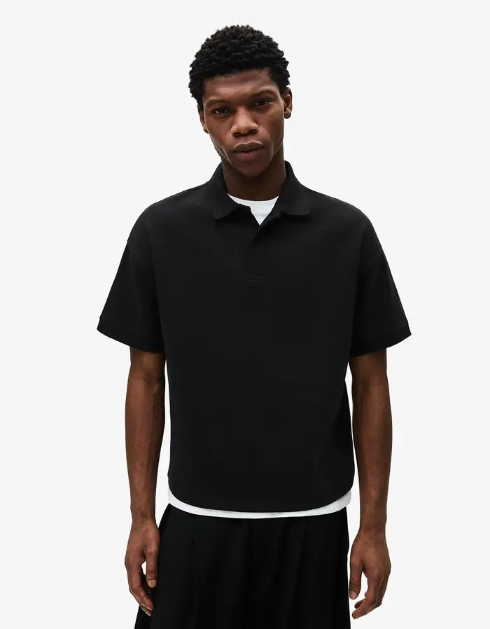 Bershka Polo A Maniche Corte Uomo Nero