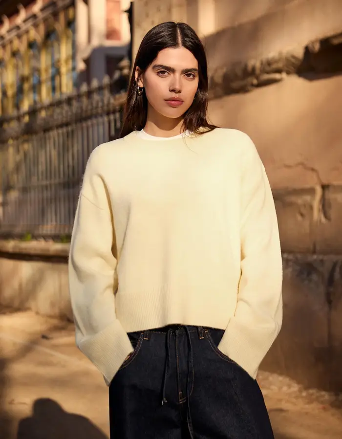 Bershka Pullover Oversize Collo Rotondo Donna Giallo