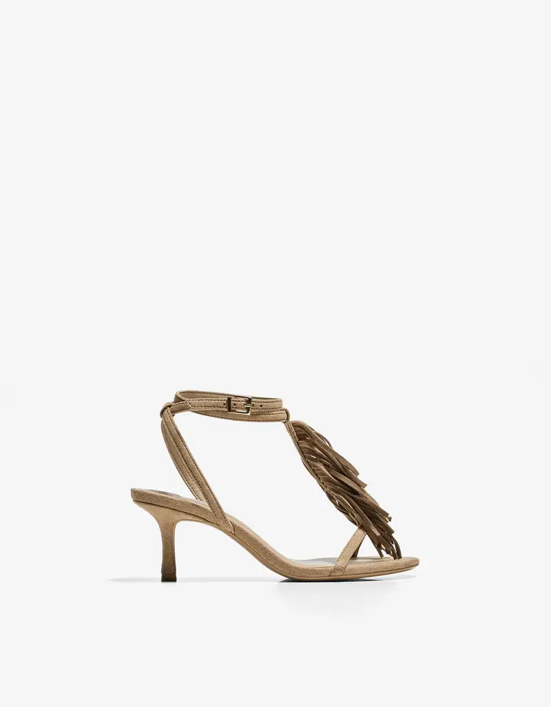 Bershka Sandali con tacco Donna Beige 2012398