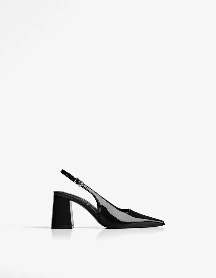 Scarpe Con Tacco Largo E Aperte Sul Tallone Donna Nero