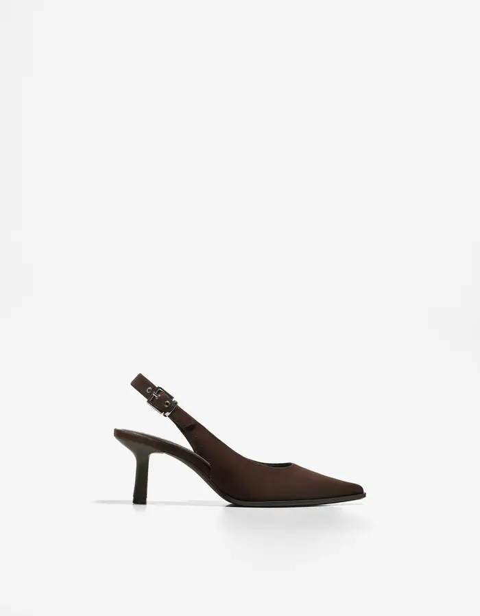 Bershka Scarpe Kitten Heel Aperte Sul Tallone Donna Marrone