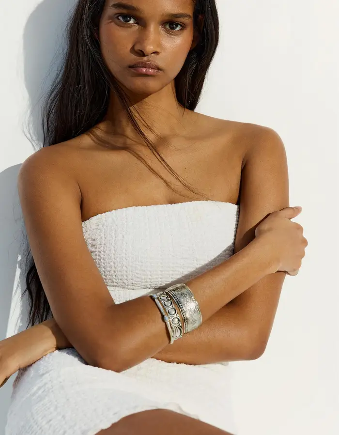 Bershka Set 3 Bracciali Boho Donna Argentato
