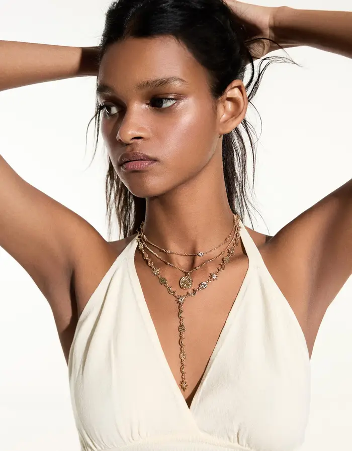 Bershka Set 3 Collane Con Ciondoli Donna Oro
