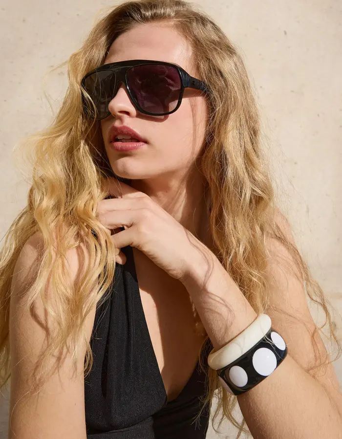 Bershka Set Di 3 Bracciali Effetto Resina Donna Nero