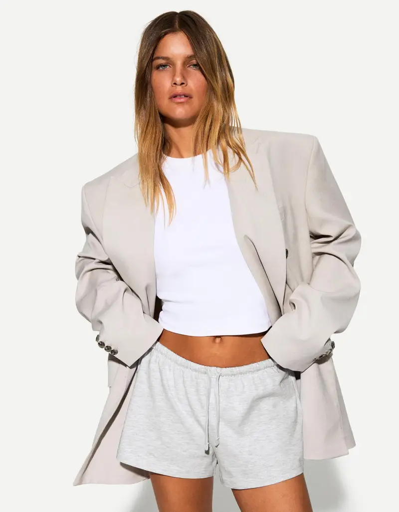 Bershka Shorts In Felpa Donna Grigio