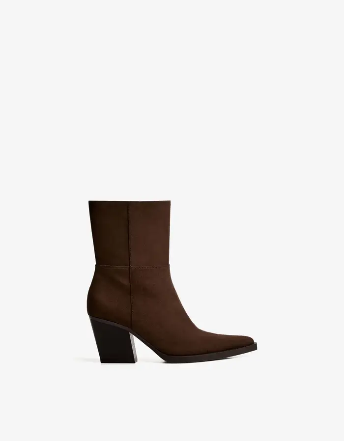 Bershka Stivaletti Con Tacco Cowboy Donna Marrone