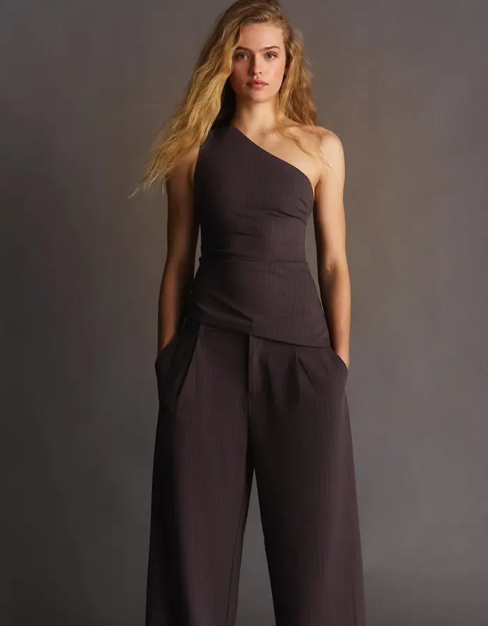 Bershka Top Asimmetrico Donna Marrone