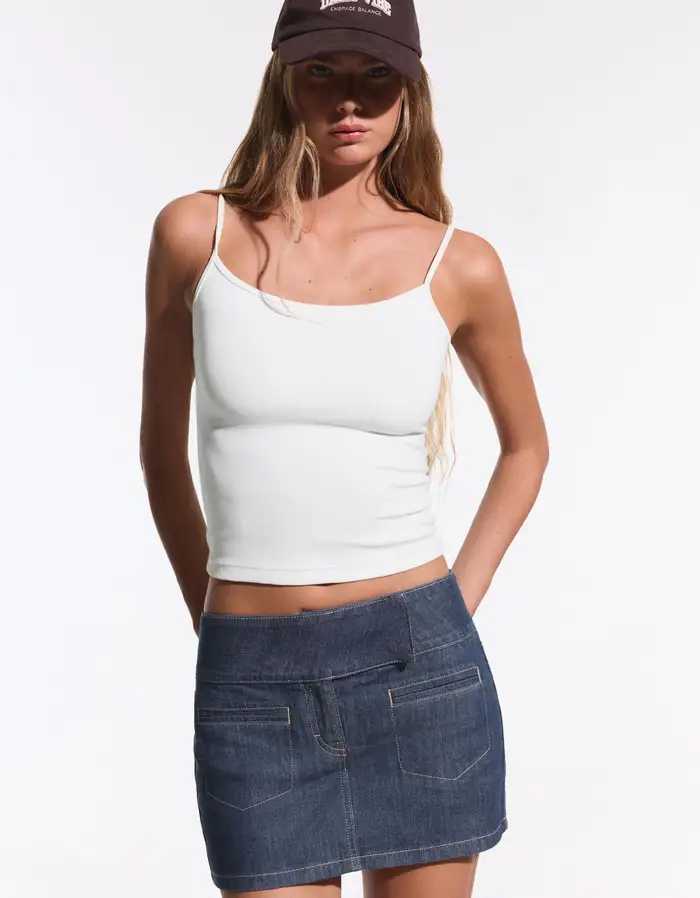 Bershka Top Bretelle Donna Bianco Roto