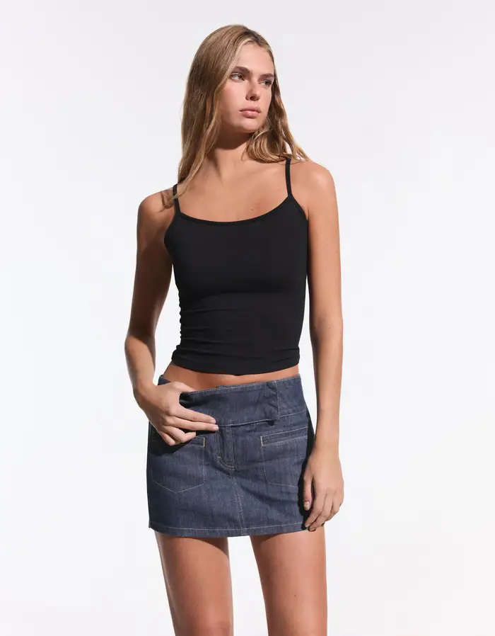 Bershka Top Bretelle Donna Nero