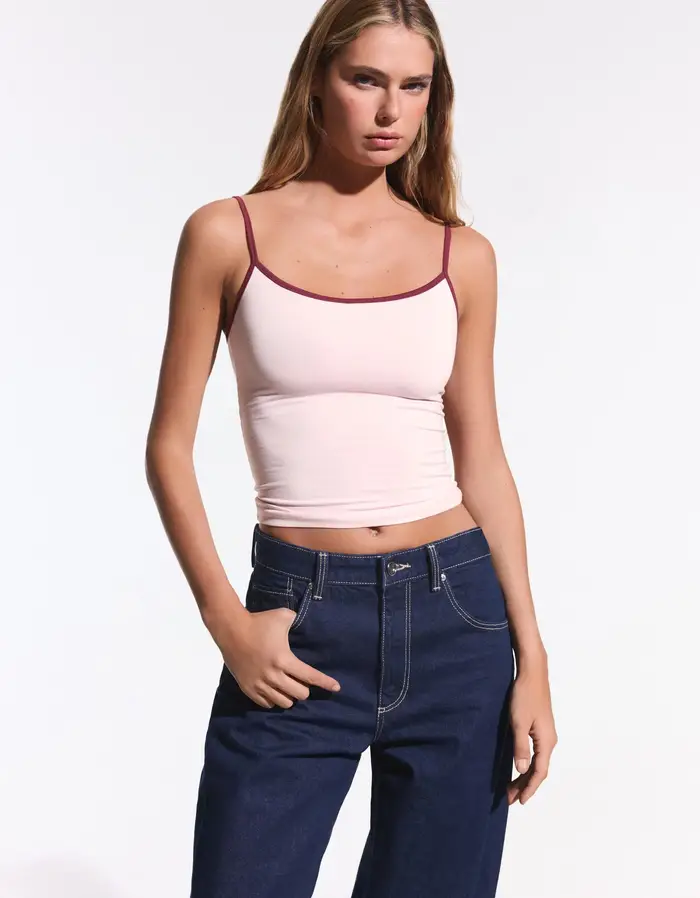 Bershka Top Bretelle Donna Xxs Rosa