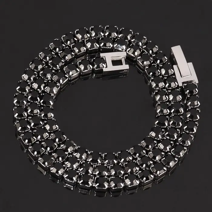 Best For You1 Collana Tennis in Zirconi 4mm in Acciaio Inossidabile Semplice Collana a Catena con Griffe Diamante Colorato Gioielli da Uomo