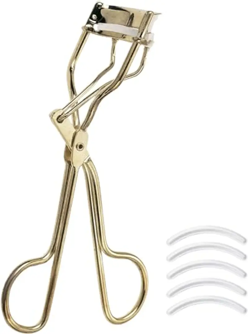 Beter Piegaciglia dorato, con cuscinetti in silicone, piegaciglia professionale, include 5 bande di ricambio, in acciaio ad alta