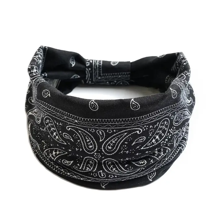 betteru Nuova fascia larga in cotone Boho per donna Anacardi Stampa floreale leopardata Turbante Fascia per capelli Nodo Fascia per capelli