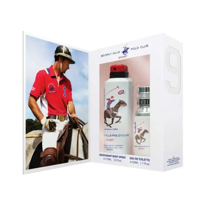 Beverly Hills Polo Club Set regalo 1982 - Sport 8, Eau de toilette, da uomo, 50 ml + 1982 - Sport 9, antitraspirante, deodorante spray, da