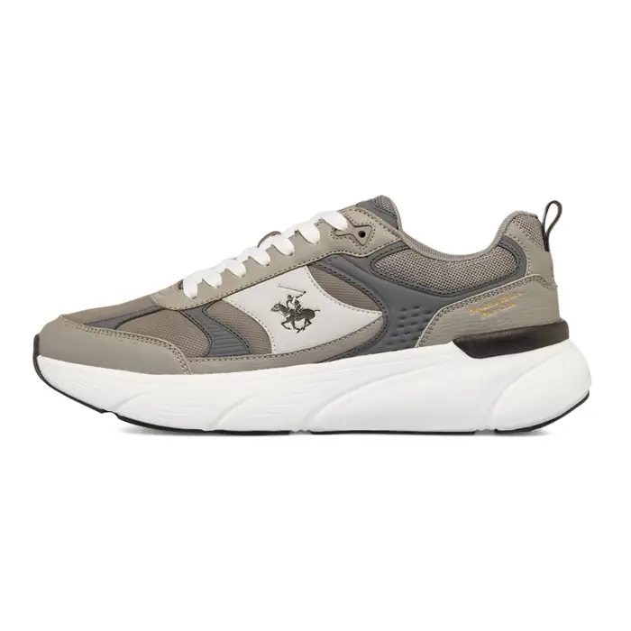 BEVERLY HILLS Sneakers da uomo grigie con dettagli in mesh, suola chunky e logo a contrasto
