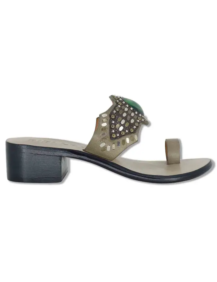 Bibi Lou Infradito in camoscio taupe con pietre Teak Donna 979Z88KW 70-VERDE