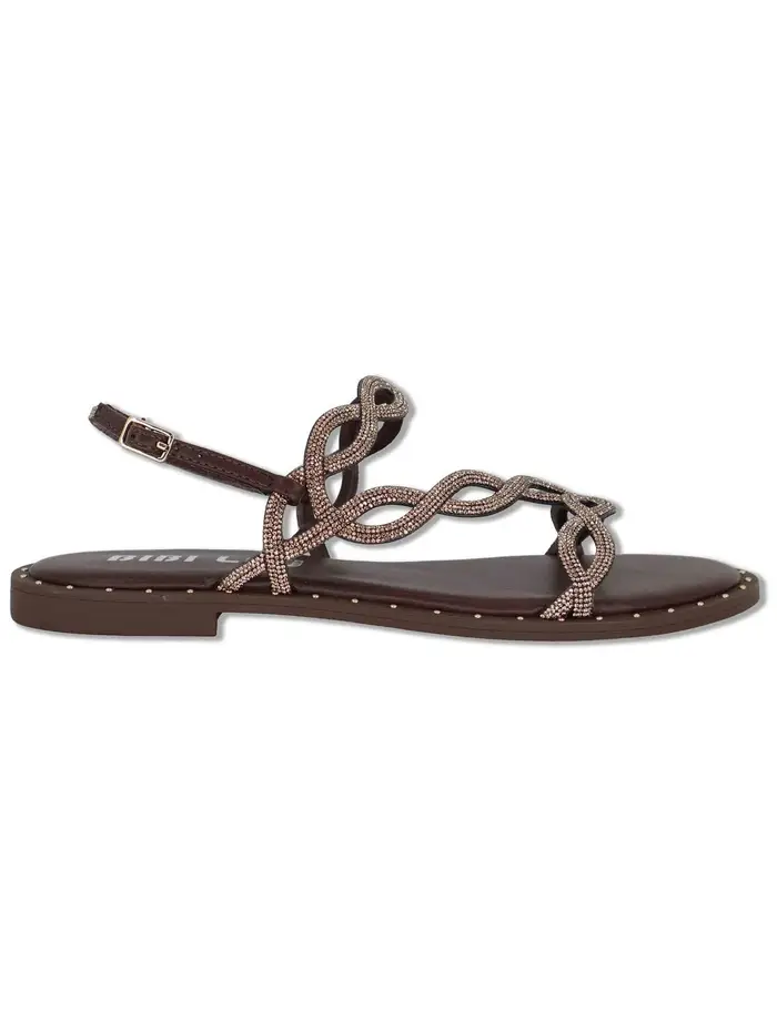Bibi Lou Sandali flat Illion in pelle e strass oro Donna 888Z00HG 90-MARRON