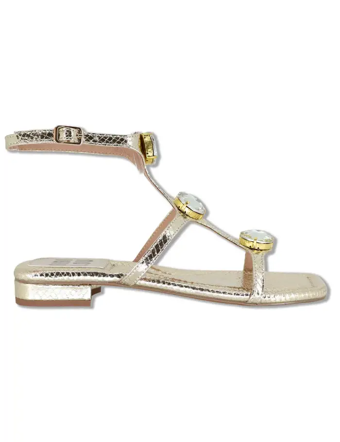 Bibi Lou Sandali flat in pelle oro con borchie Robin Donna 952Z80HG 04-ORO