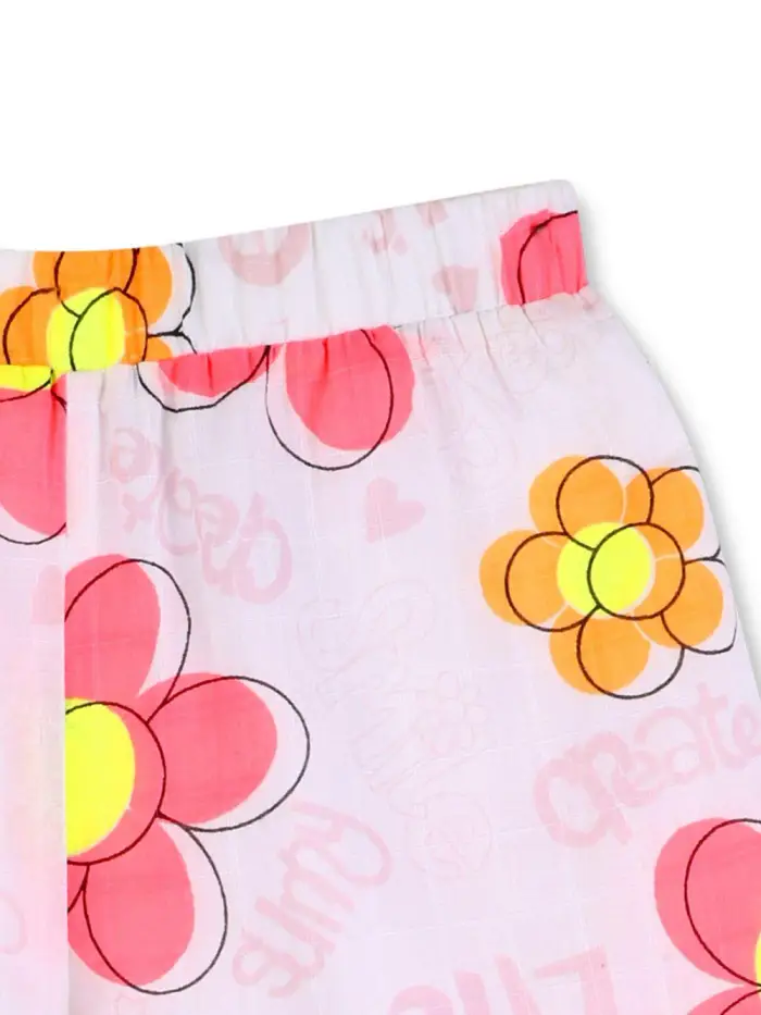 Shorts con stampa fiori e bordo smerlato Bianco miniatura 3