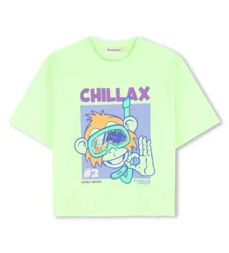 Billieblush per ragazzo U21697 T-shirt verde illustrata (10años= 138cm), Casual, Cotone, Manica corta, moda per bambini