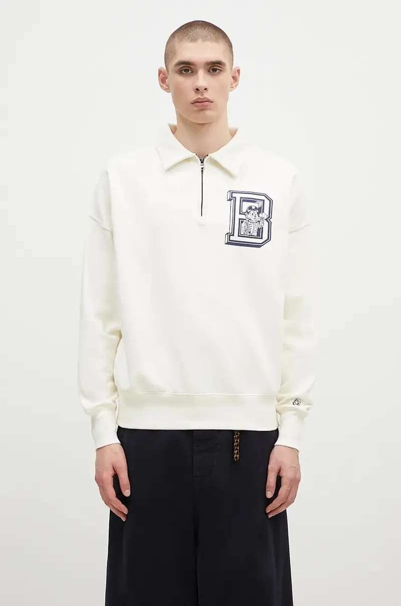 Billionaire Boys Club felpa in cotone College Quarter Zip uomo colore beige B24343