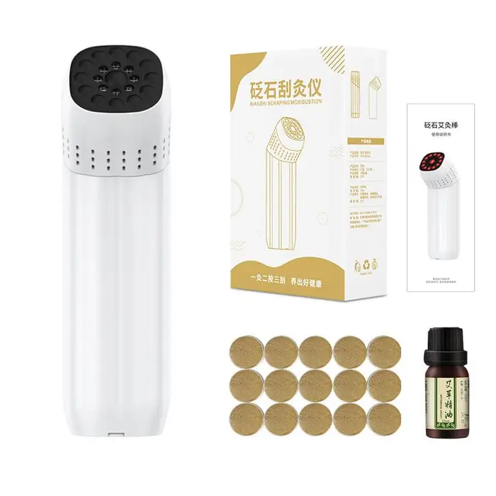 Apparecchio per Moxibustione Caldo Portatile Multifunzione per la Casa Dispositivo Manuale per Raschiatura Massaggio Bellezza Bastoncini per Moxibustione in Pietra